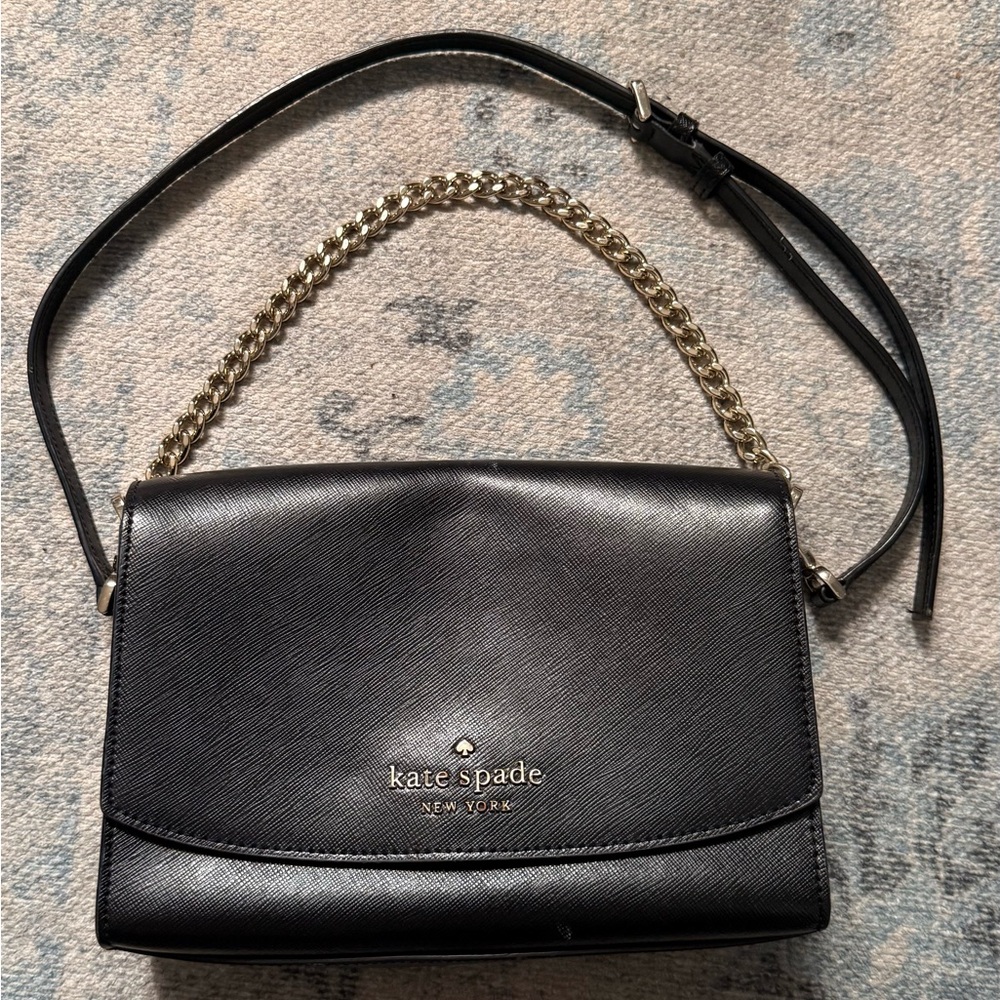 Kate Spade Black Crossbody Bag with Gold Chain